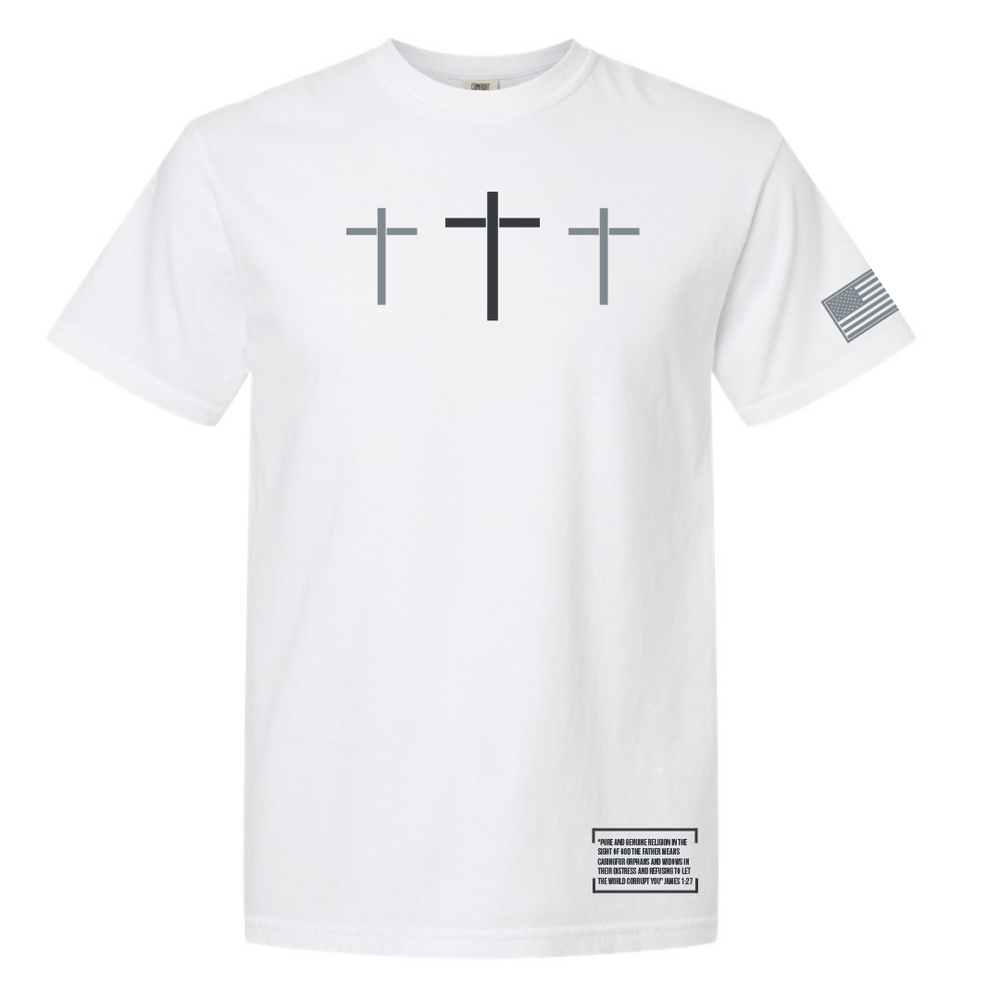 3 Crosses Tee // Comfort Colors White