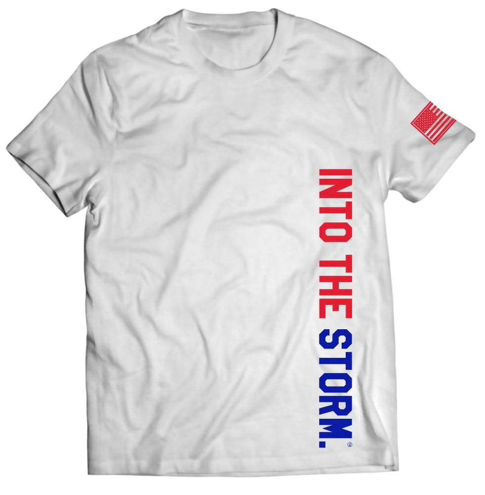 
                  
                    Into the Storm Vertical Tee // Red, White, & Blue
                  
                